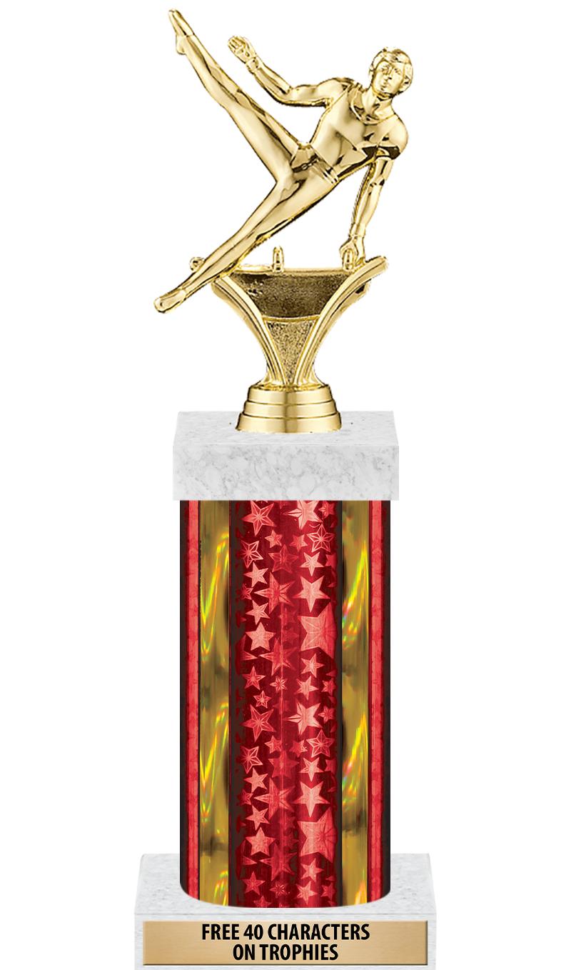 14"RED/GD-STARS-GD FIG/SQUARE