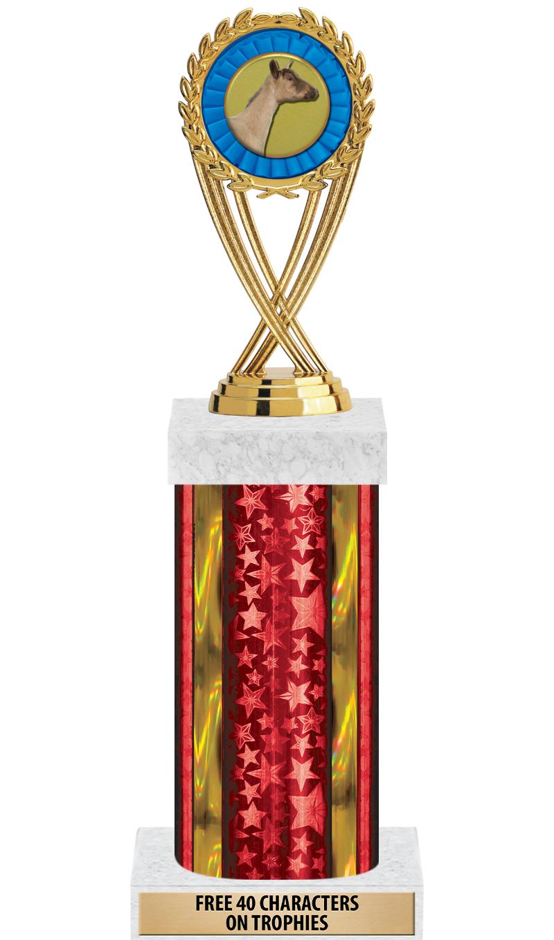 14"RED/GD-STARS-GD FIG/SQUARE