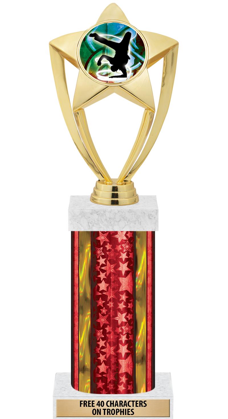 14"RED/GD-STARS-GD FIG/SQUARE