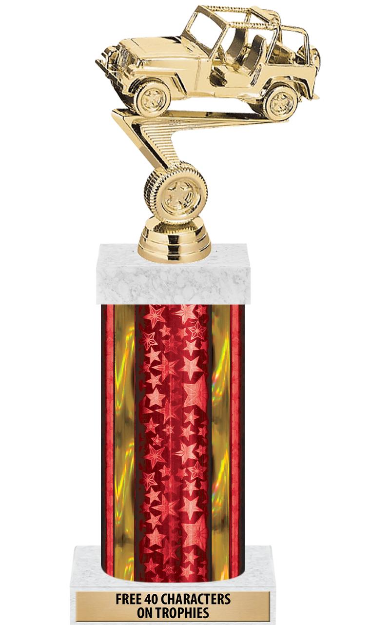 14"RED/GD-STARS-GD FIG/SQUARE