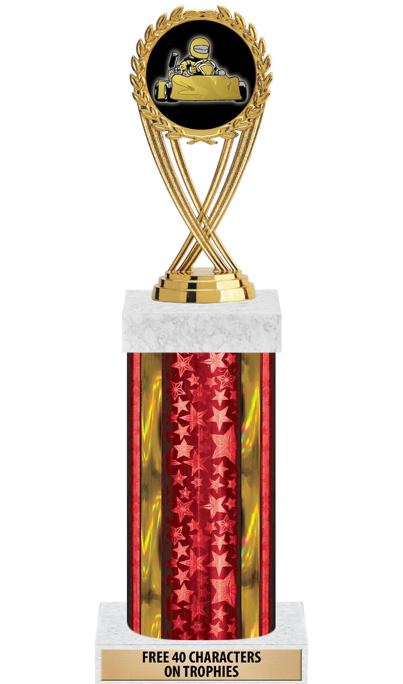 14"RED/GD-STARS-GD FIG/SQUARE