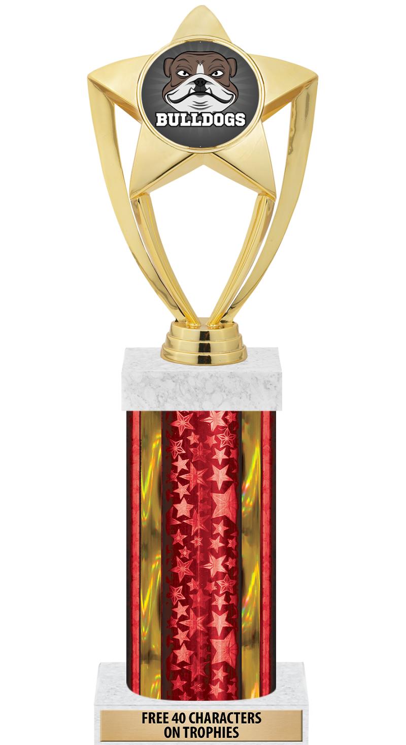 14"RED/GD-STARS-GD FIG/SQUARE