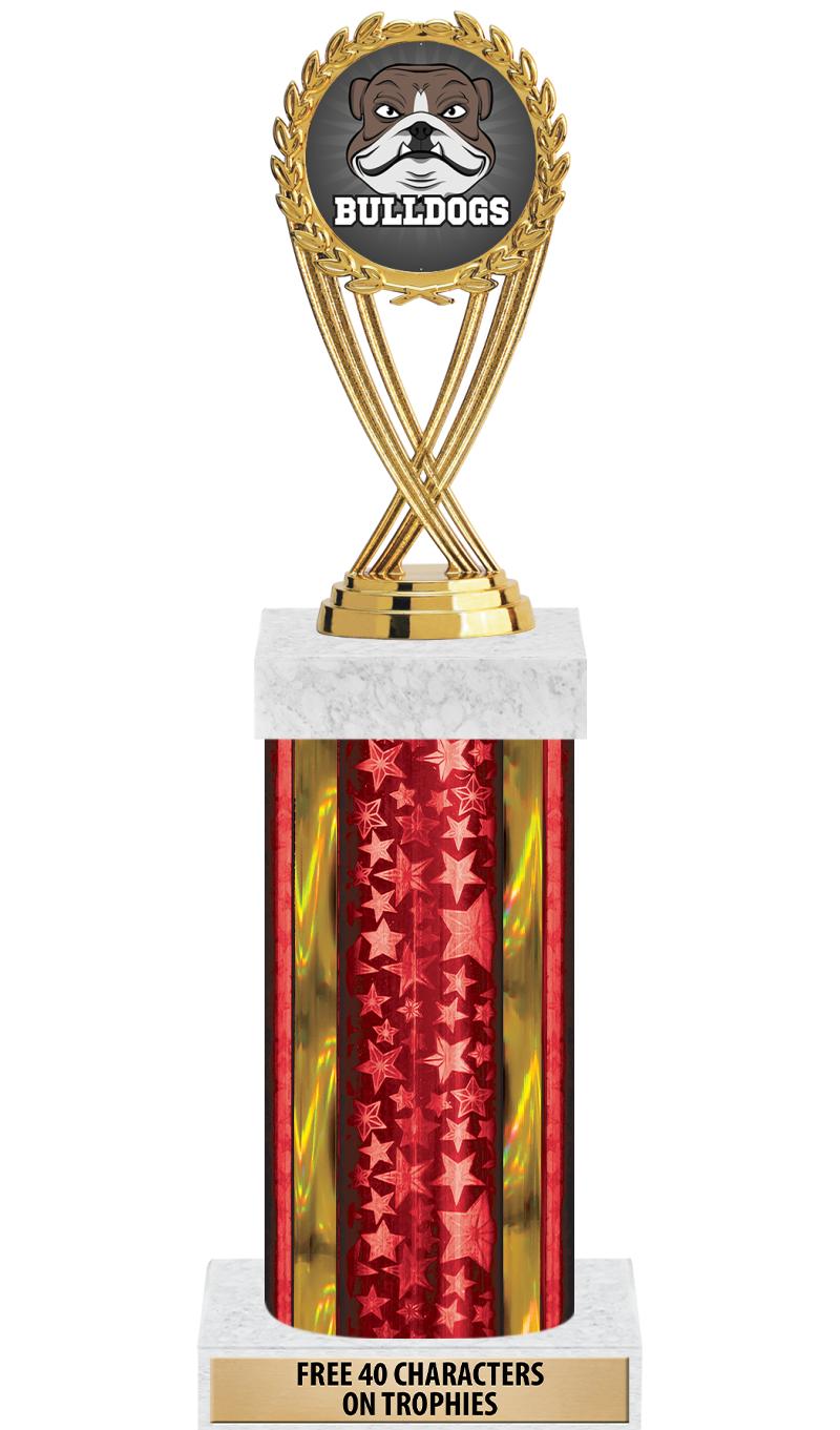 14"RED/GD-STARS-GD FIG/SQUARE