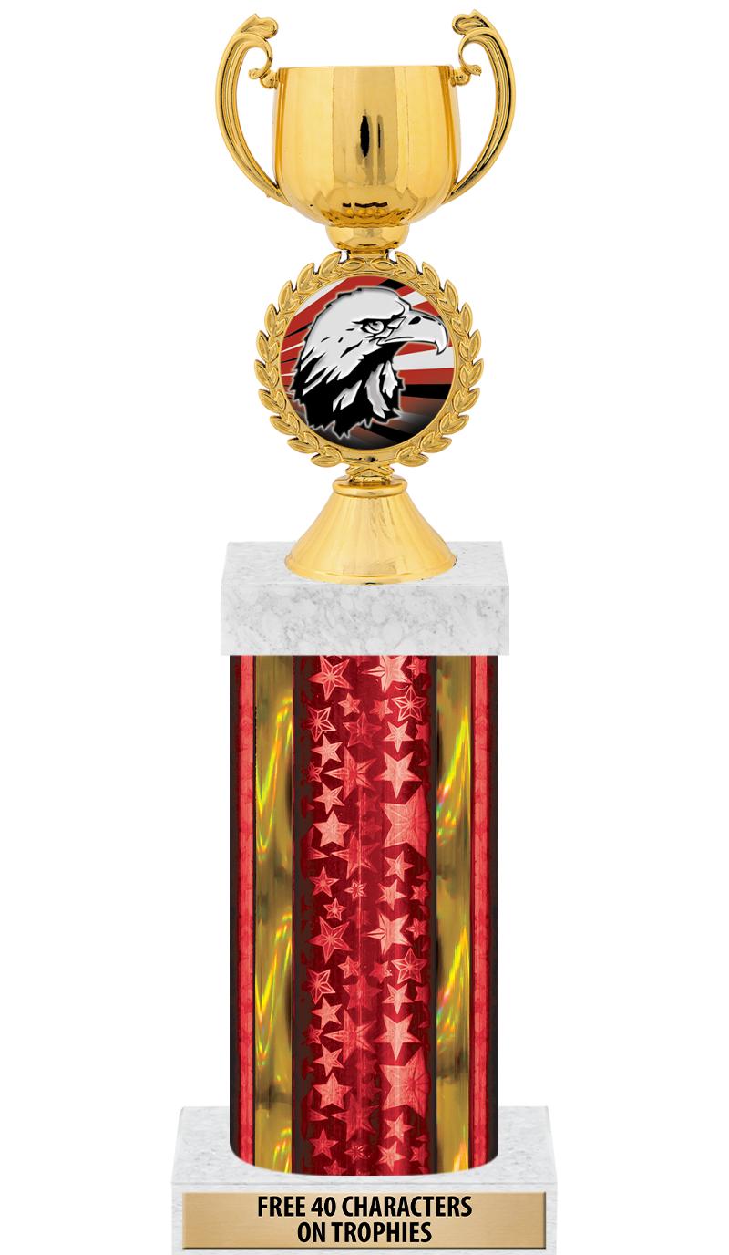 14"RED/GD-STARS-GD FIG/SQUARE