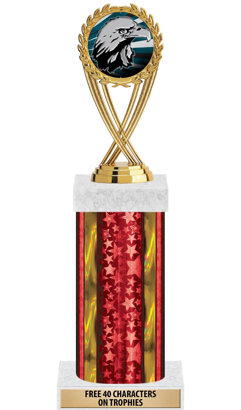 14"RED/GD-STARS-GD FIG/SQUARE