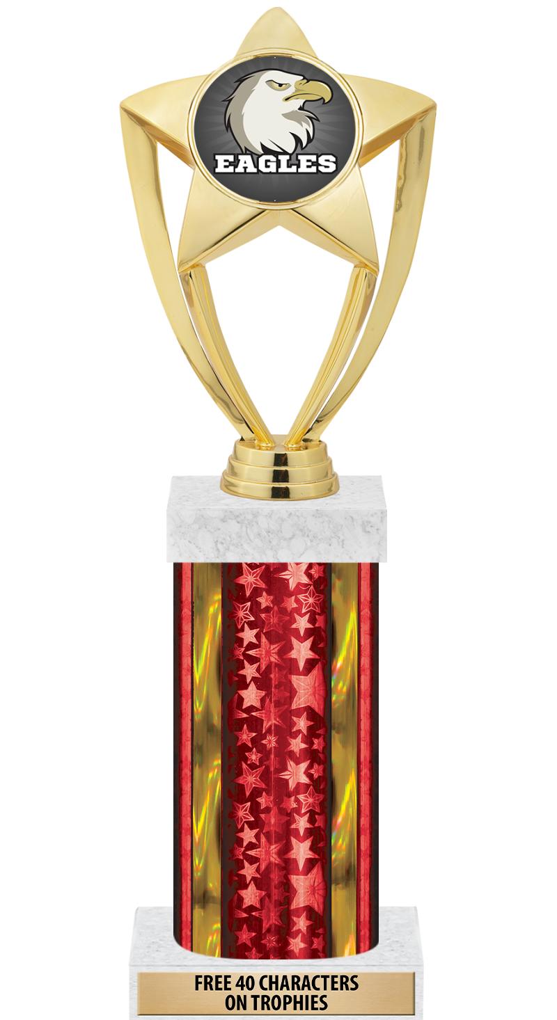 14"RED/GD-STARS-GD FIG/SQUARE