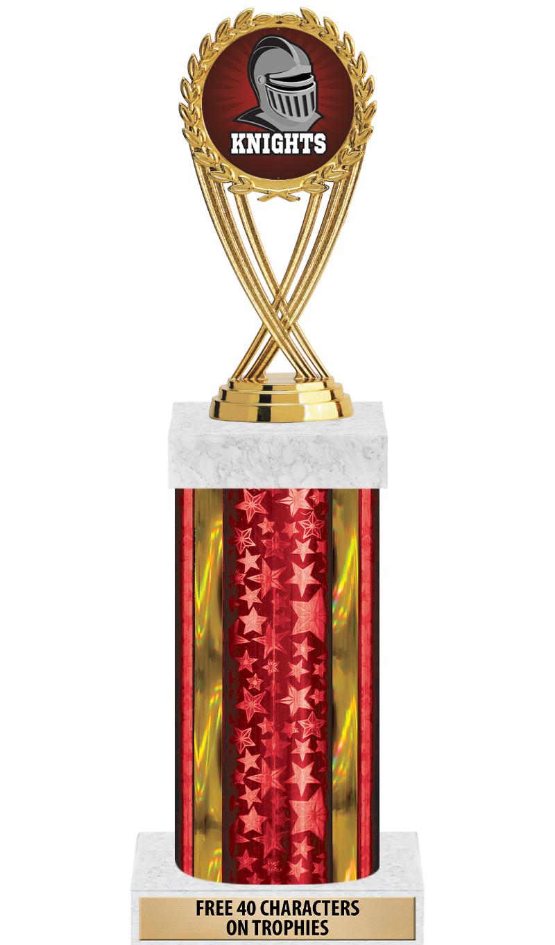 14"RED/GD-STARS-GD FIG/SQUARE