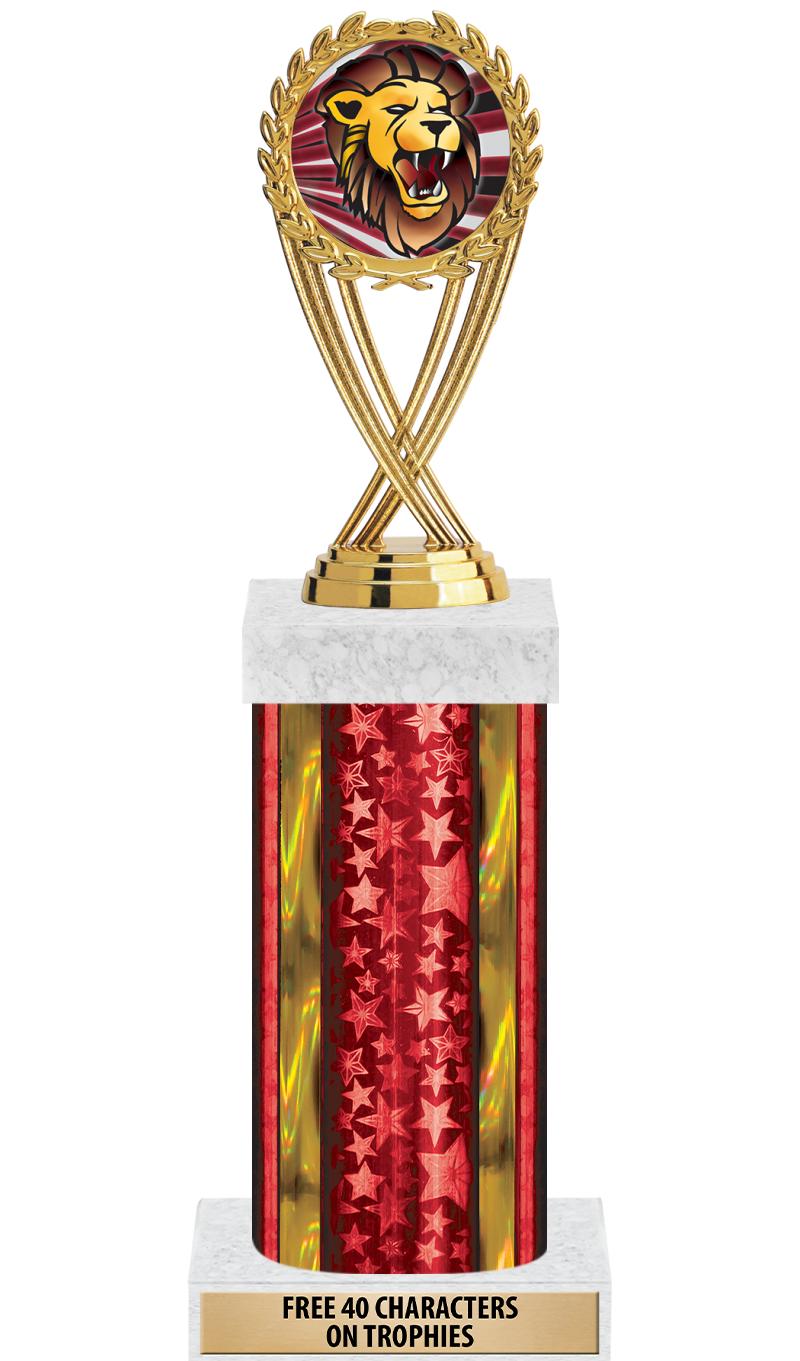 14"RED/GD-STARS-GD FIG/SQUARE