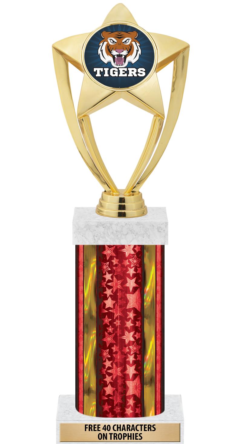 14"RED/GD-STARS-GD FIG/SQUARE