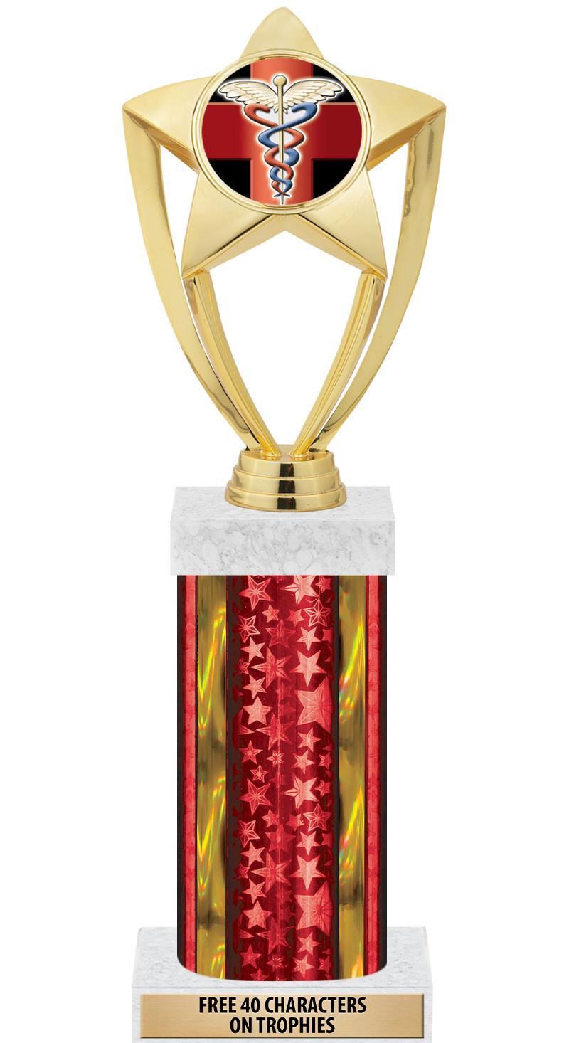 14"RED/GD-STARS-GD FIG/SQUARE