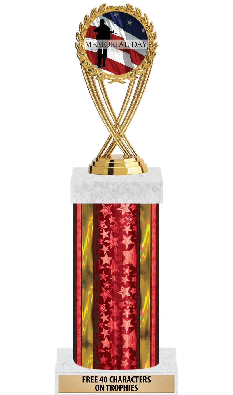 14"RED/GD-STARS-GD FIG/SQUARE