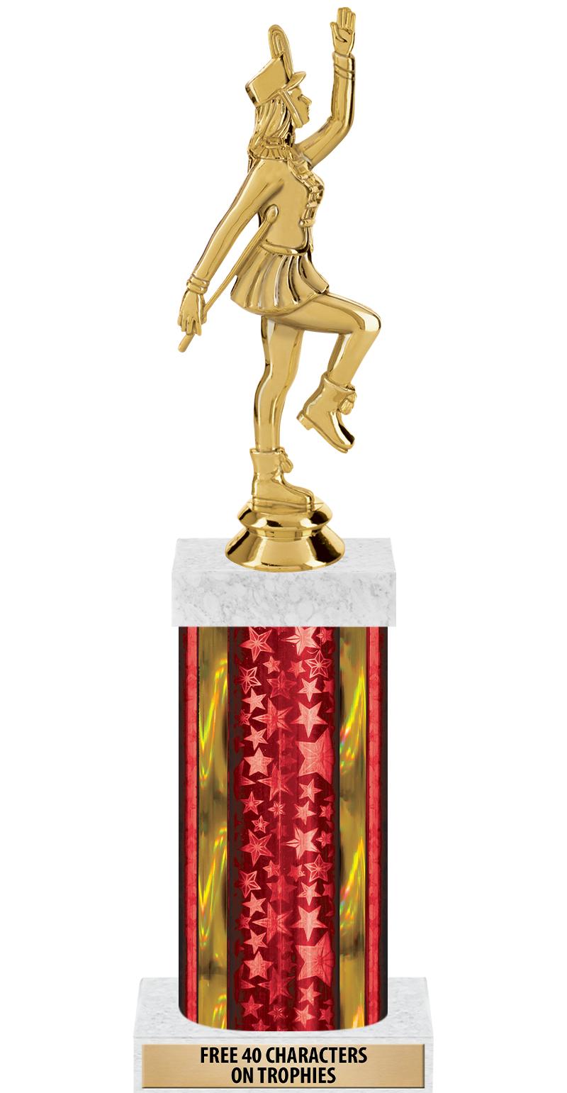 14"RED/GD-STARS-GD FIG/SQUARE