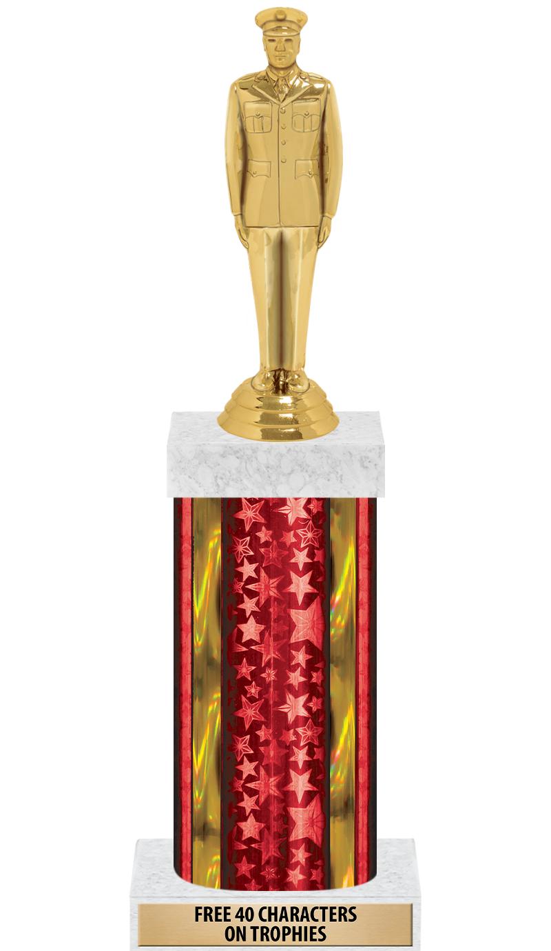 14"RED/GD-STARS-GD FIG/SQUARE