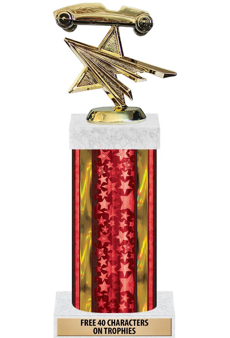 14"RED/GD-STARS-GD FIG/SQUARE