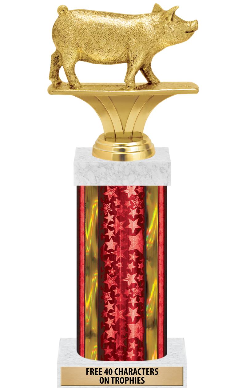 14"RED/GD-STARS-GD FIG/SQUARE