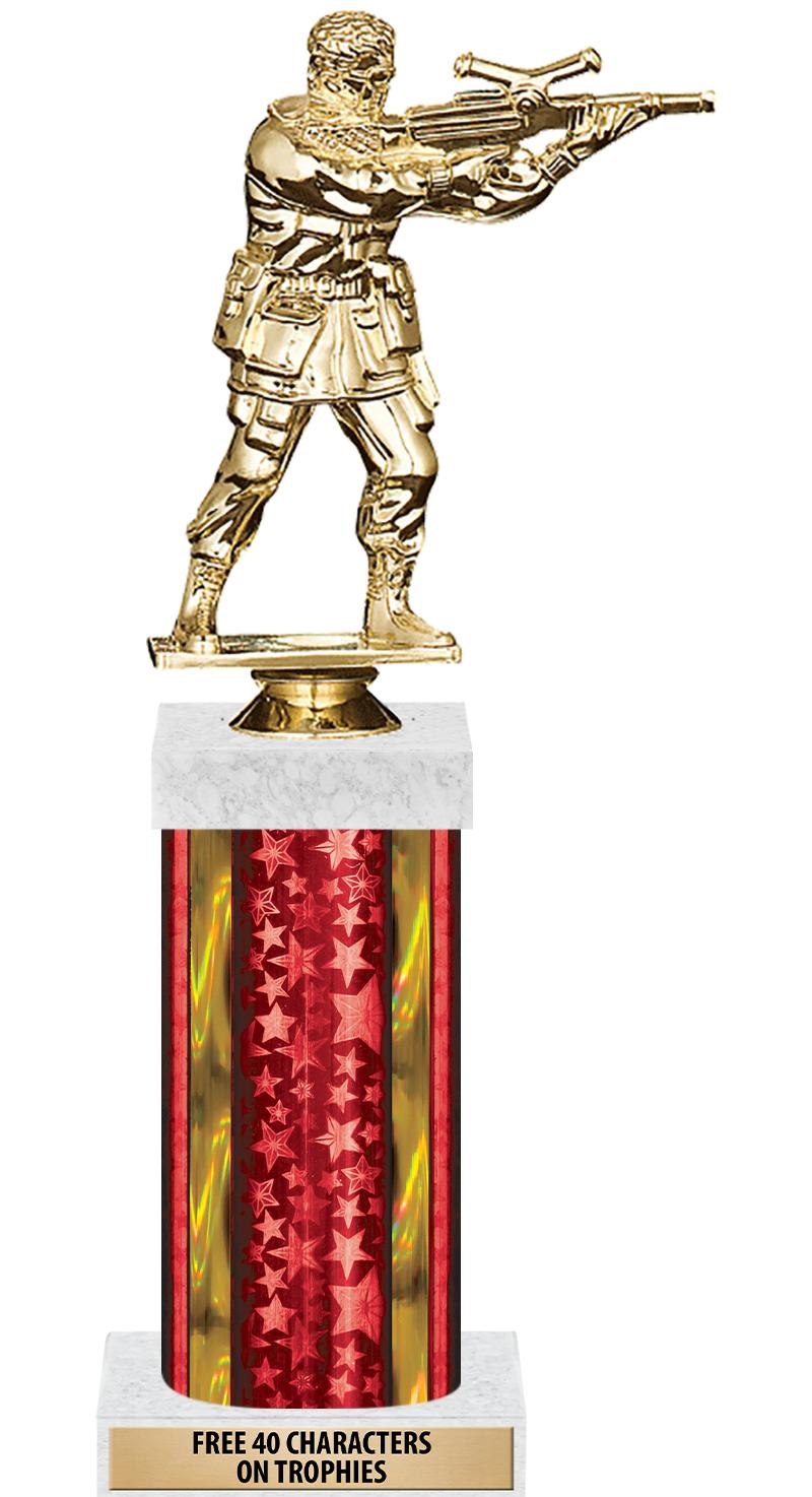 14"RED/GD-STARS-GD FIG/SQUARE