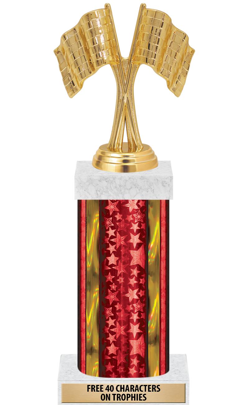 14"RED/GD-STARS-GD FIG/SQUARE