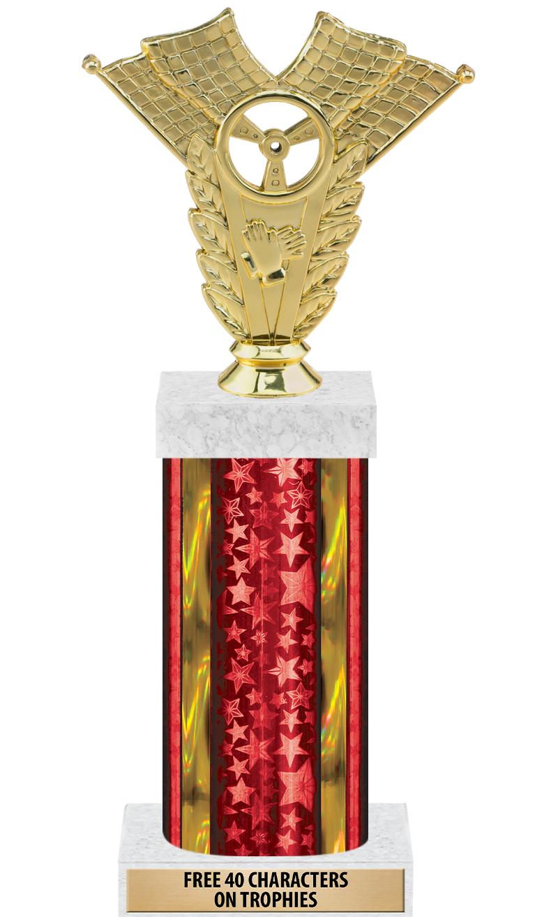 14"RED/GD-STARS-GD FIG/SQUARE