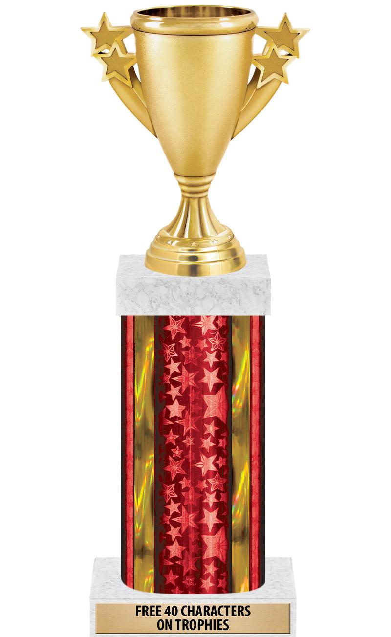 14"RED/GD-STARS-GD FIG/SQUARE