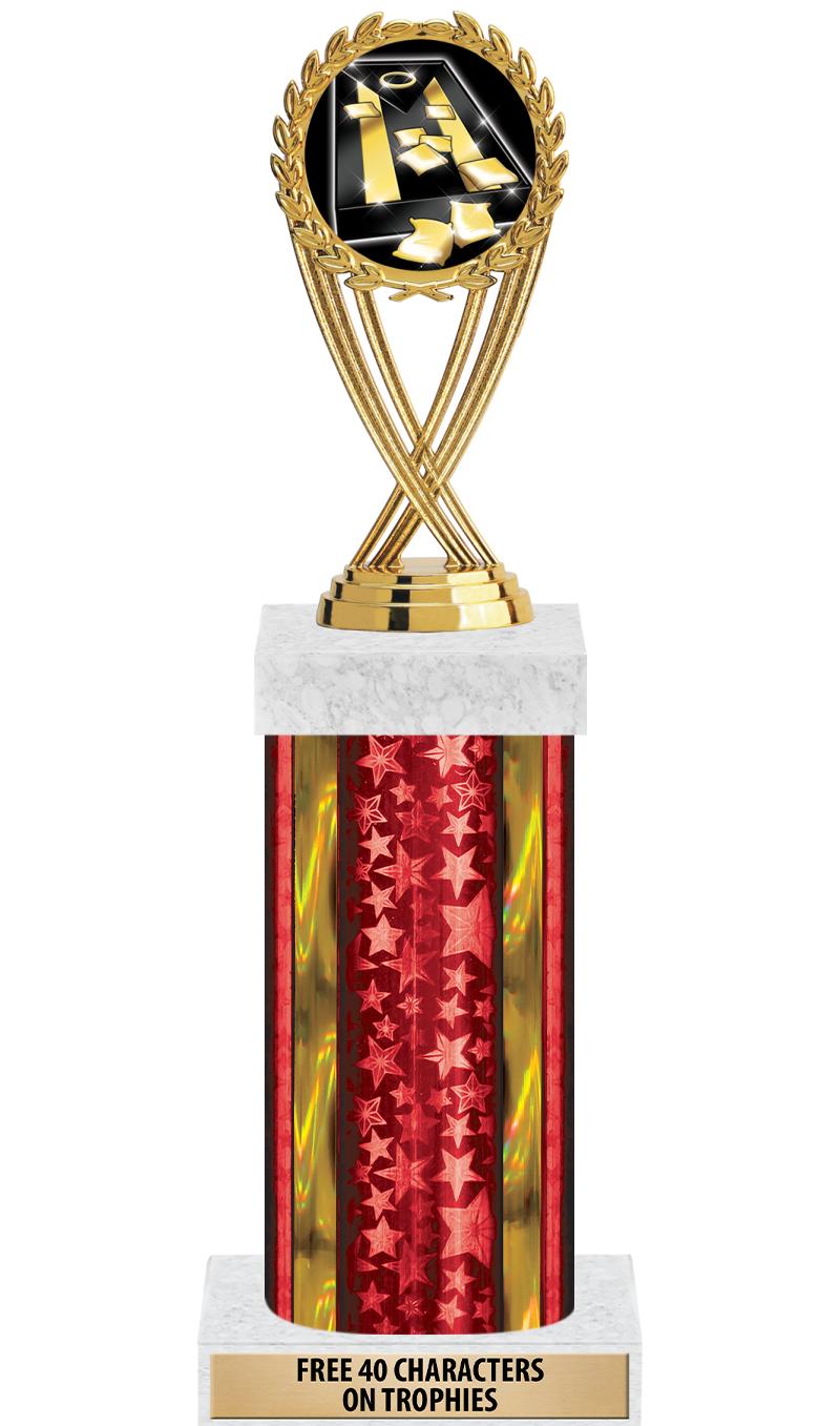 14"RED/GD-STARS-GD FIG/SQUARE