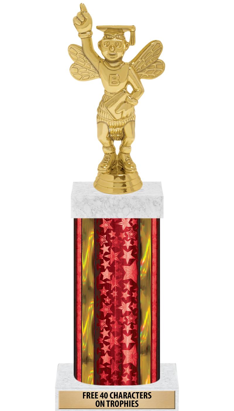 14"RED/GD-STARS-GD FIG/SQUARE