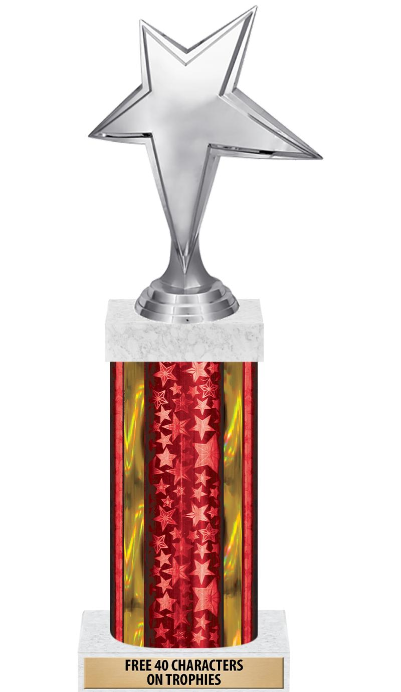 14"RED/GD-STARS-GD FIG/SQUARE