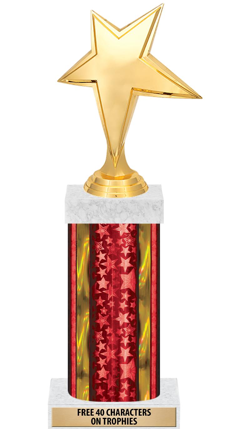 14"RED/GD-STARS-GD FIG/SQUARE