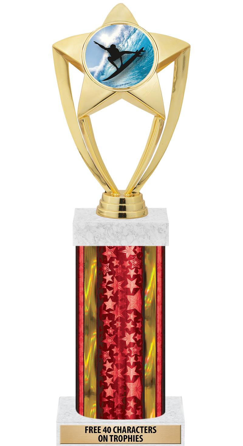 14"RED/GD-STARS-GD FIG/SQUARE