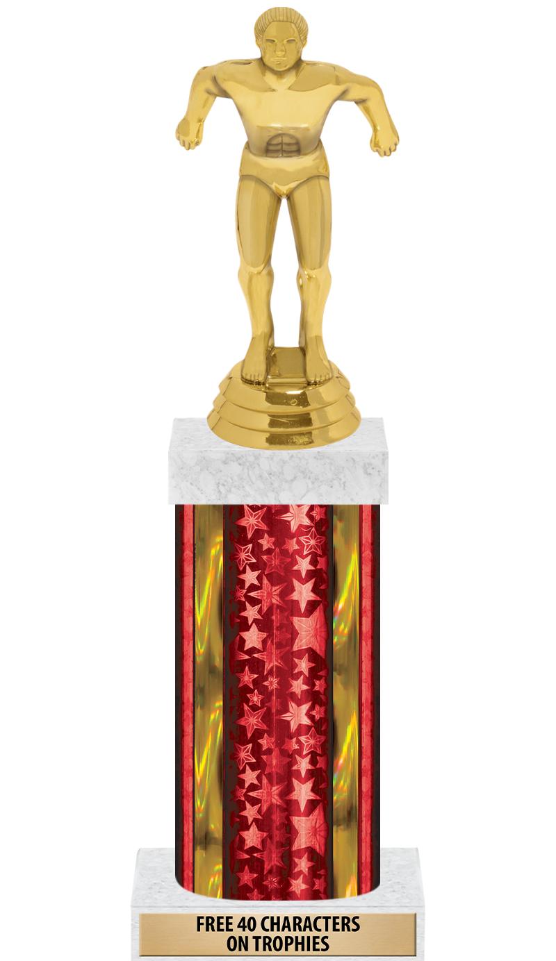 14"RED/GD-STARS-GD FIG/SQUARE