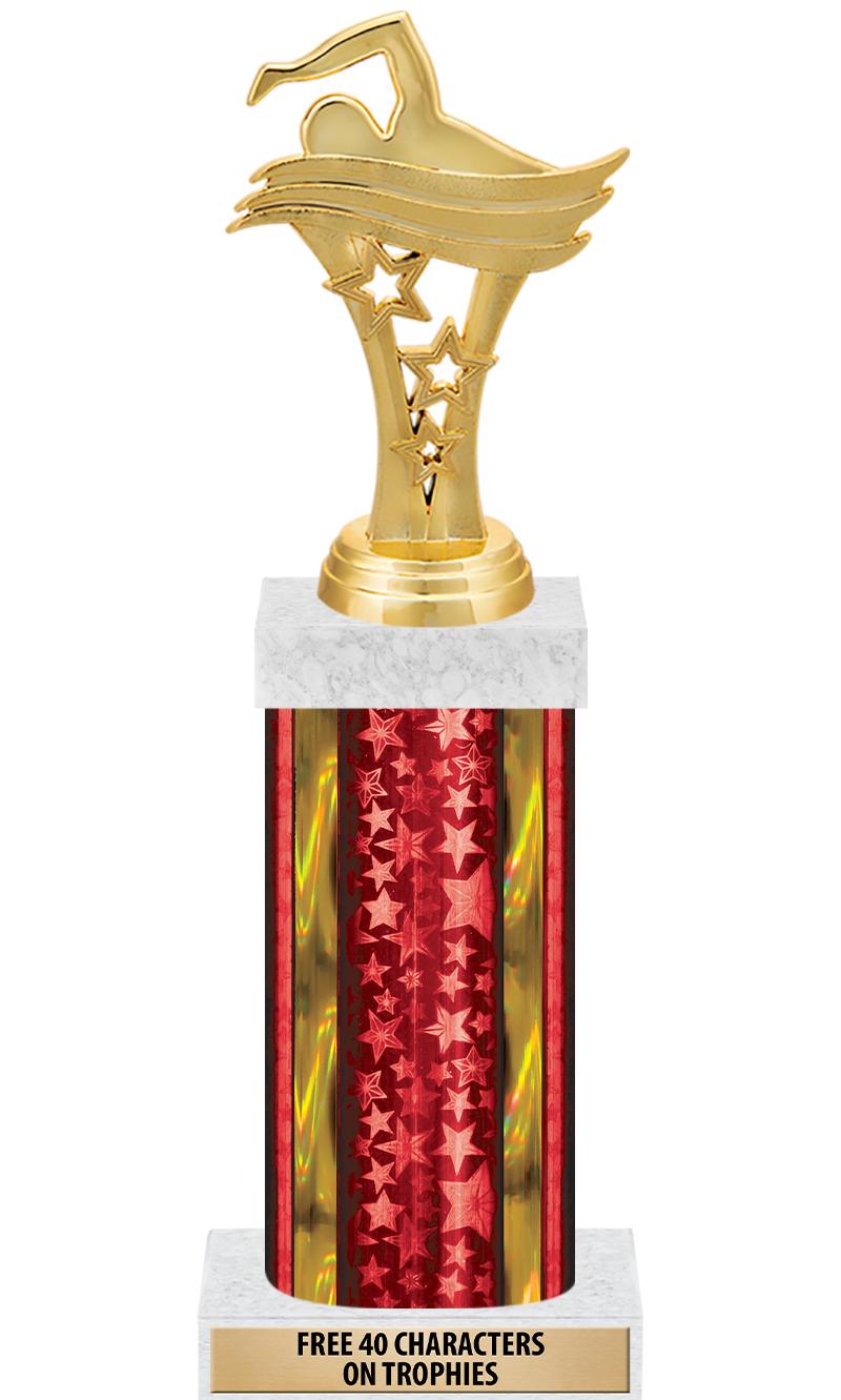 14"RED/GD-STARS-GD FIG/SQUARE