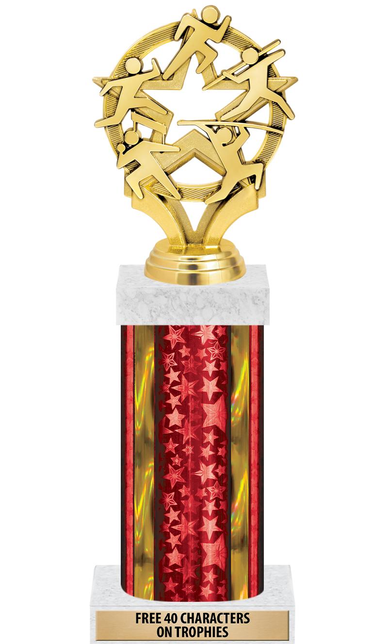 14"RED/GD-STARS-GD FIG/SQUARE