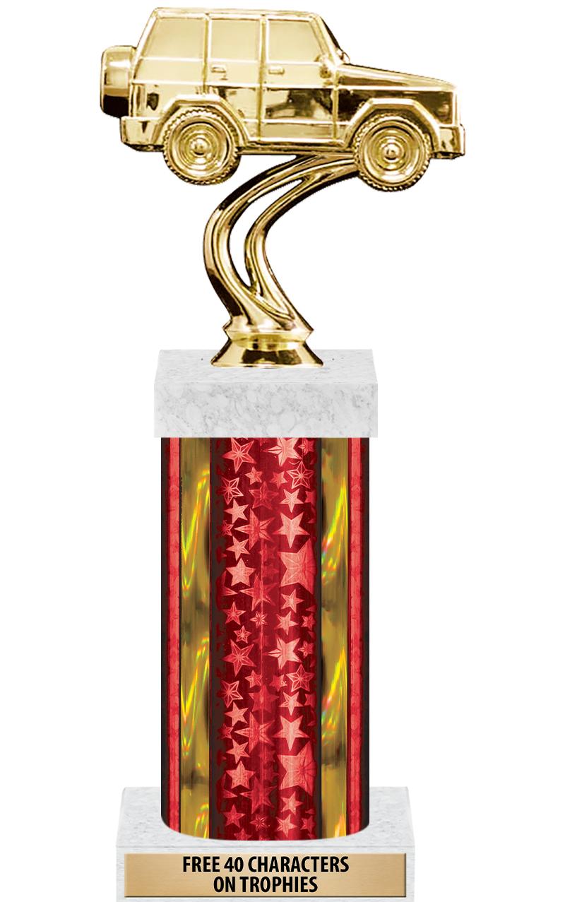 14"RED/GD-STARS-GD FIG/SQUARE