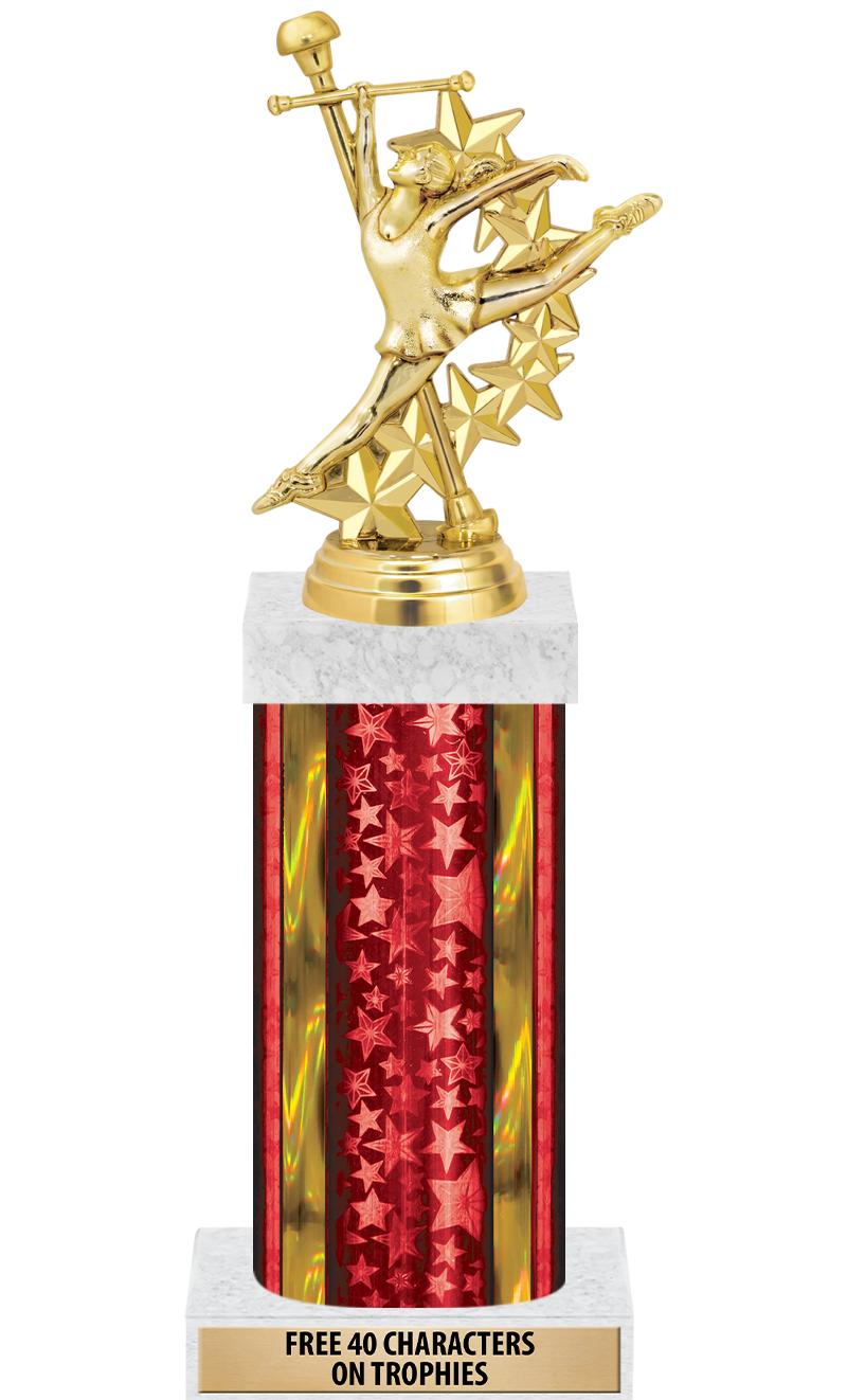 14"RED/GD-STARS-GD FIG/SQUARE