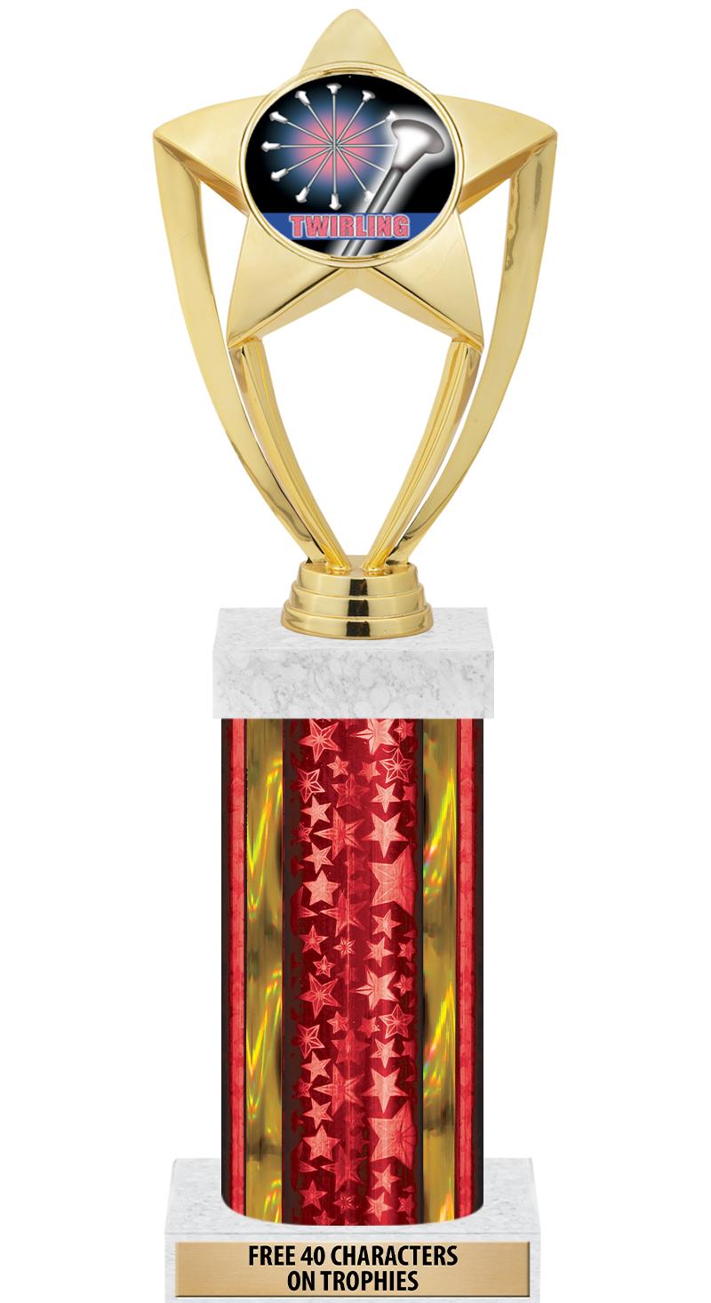 14"RED/GD-STARS-GD FIG/SQUARE