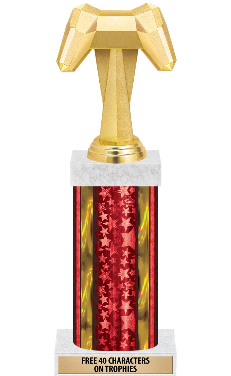 14"RED/GD-STARS-GD FIG/SQUARE