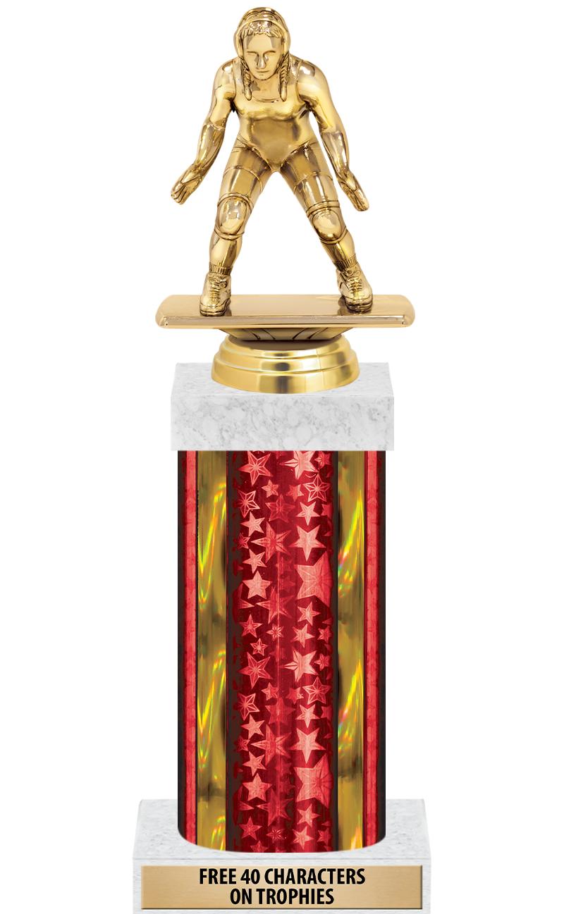 14"RED/GD-STARS-GD FIG/SQUARE