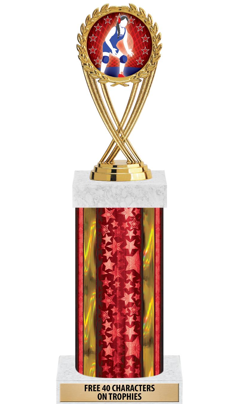 14"RED/GD-STARS-GD FIG/SQUARE