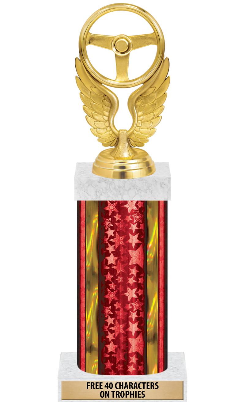 14"RED/GD-STARS-GD FIG/SQUARE