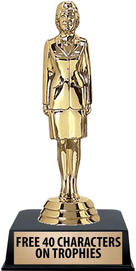 6"TROPHY ON BLACK CONTEMP BASE