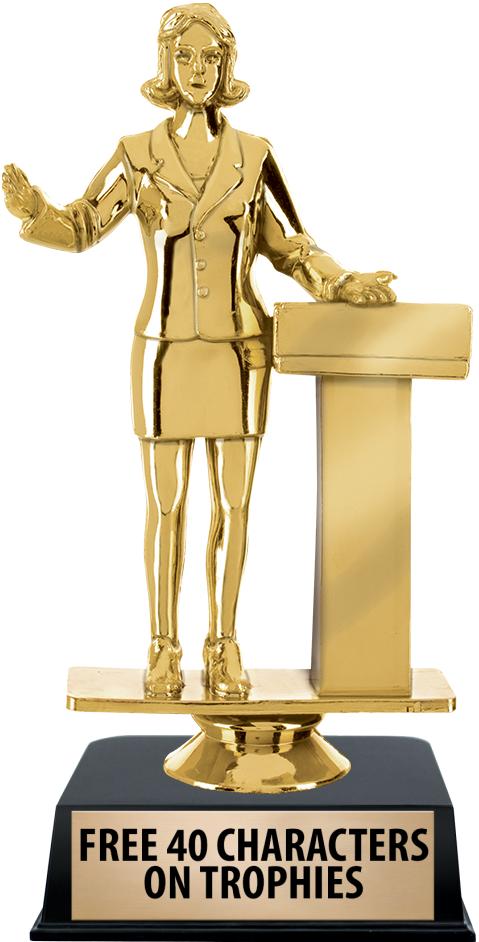 6"TROPHY ON BLACK CONTEMP BASE