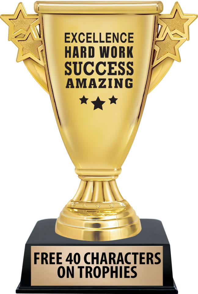 6"TROPHY ON BLACK CONTEMP BASE