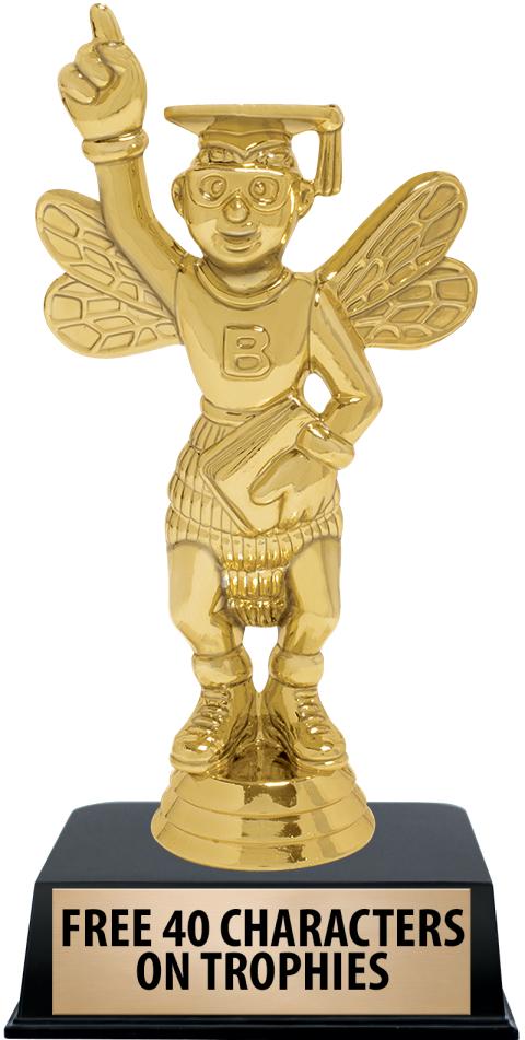 6"TROPHY ON BLACK CONTEMP BASE