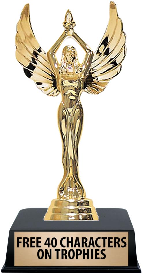 6"TROPHY ON BLACK CONTEMP BASE