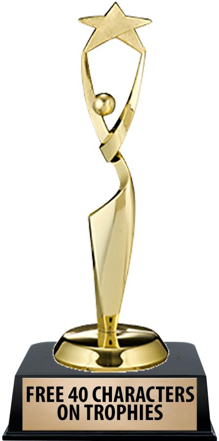 6"TROPHY ON BLACK CONTEMP BASE