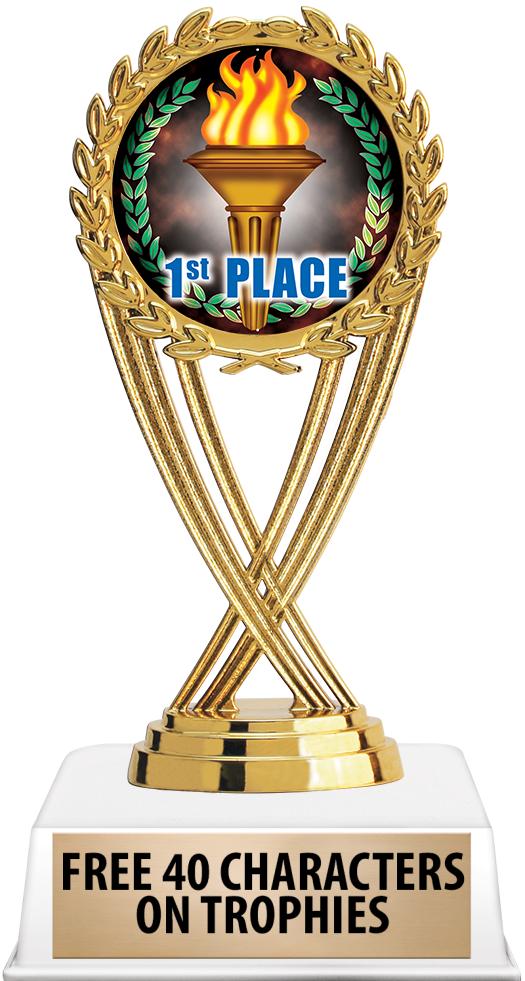 6"TROPHY ON WHITE CONTEMP BASE