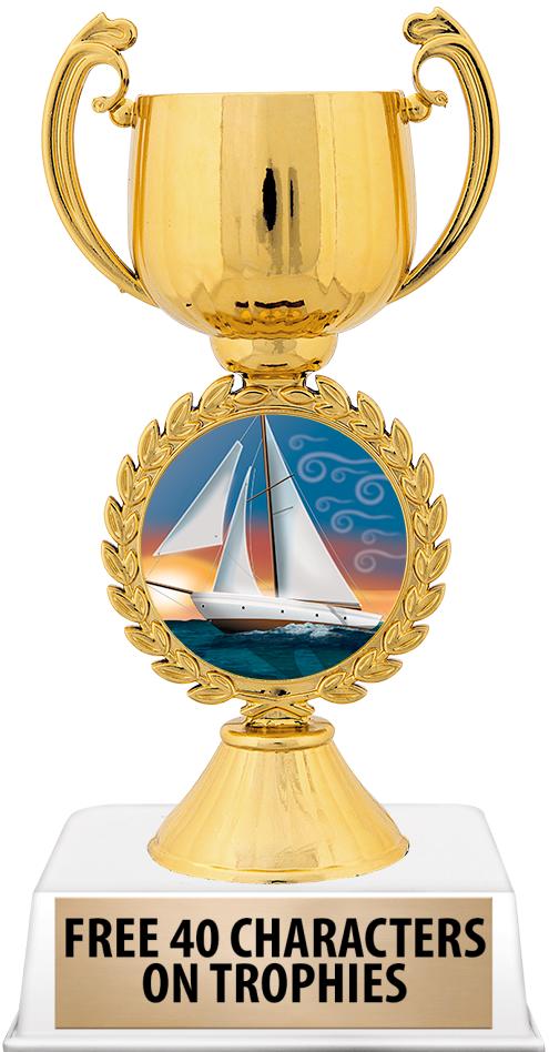 6"TROPHY ON WHITE CONTEMP BASE