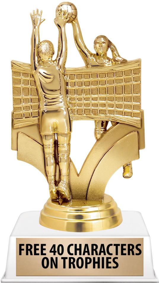 6"TROPHY ON WHITE CONTEMP BASE
