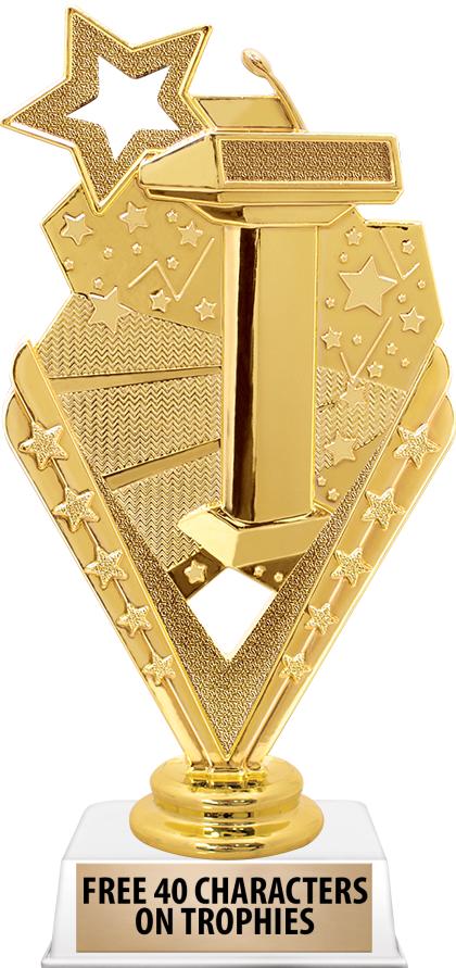 6"TROPHY ON WHITE CONTEMP BASE