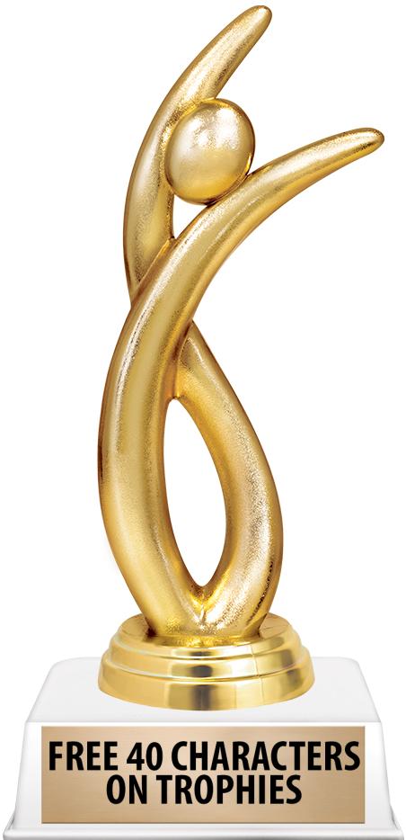 6"TROPHY ON WHITE CONTEMP BASE