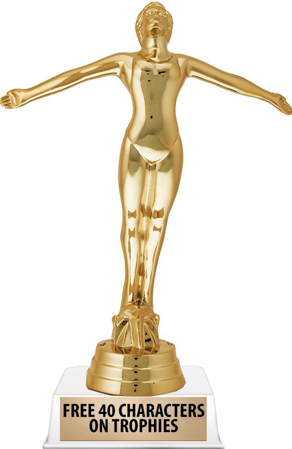 6"TROPHY ON WHITE CONTEMP BASE